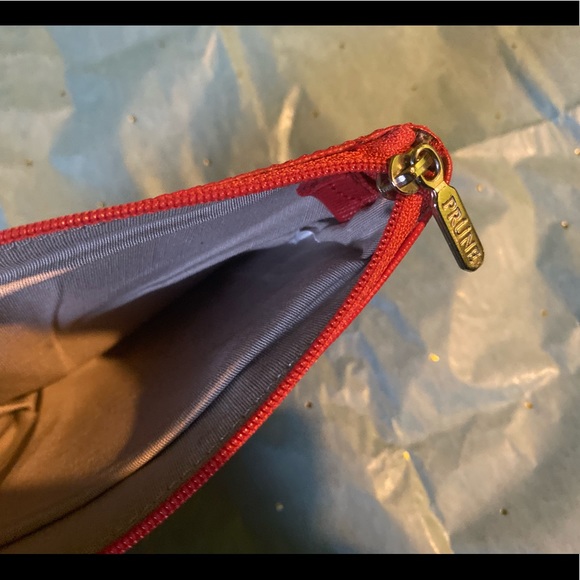 PRUNE Frm ARGENTINA SAFFIANO LEATHER RED ORANGE CLUTCH Wristlet RARE NWOT LUX - Picture 5 of 9